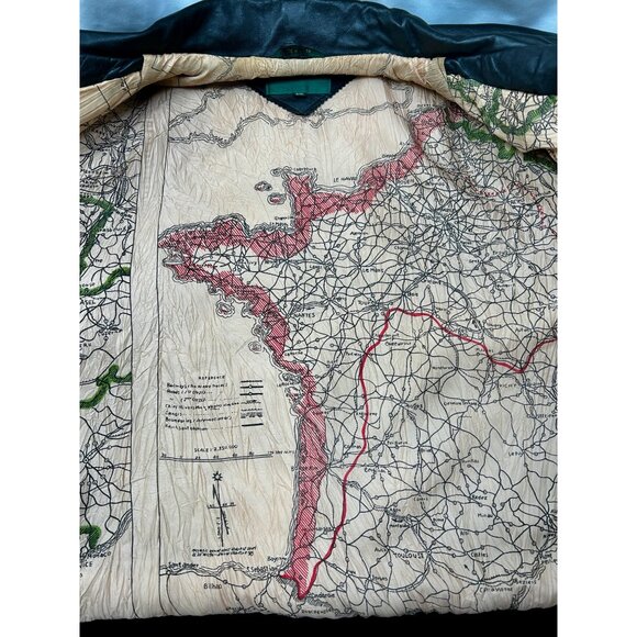 Hill & Archer Leather Bomber Jacket Mens 44R Black Map Lining Made in Korea Vtg - Picture 8 of 12